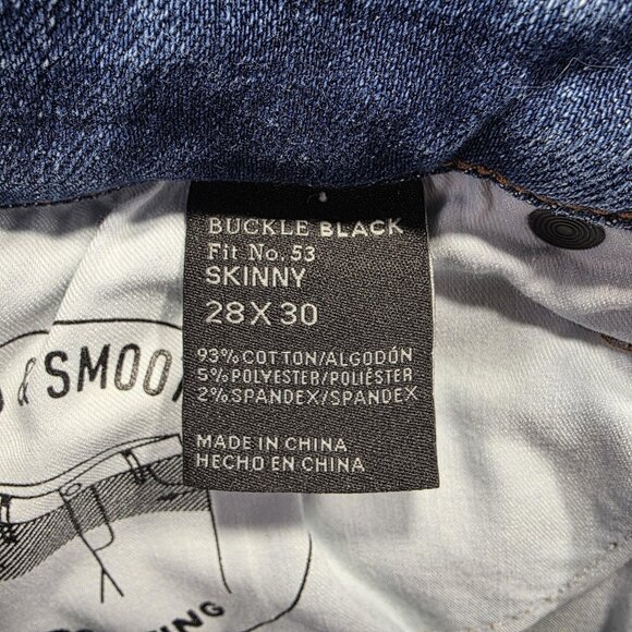 Buckle Black Jeans Mens 28x30 Light Wash Fit No 53 Skinny Distressed Ripped - Picture 5 of 9